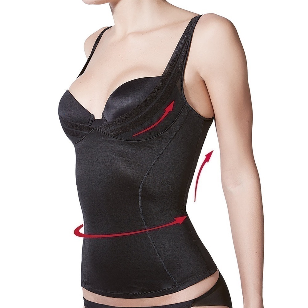 [XL]Janira Corset-Up Esbelta 914 Black Camisole with  Side Support